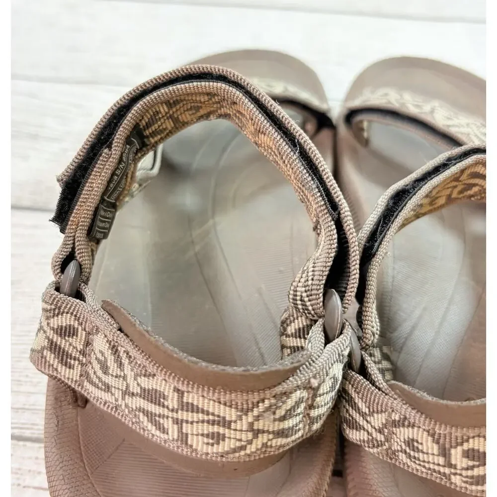 Teva Mens Strap Sandals 6584 Multi Print Waterproof Hook Loop Close Brown Size 8